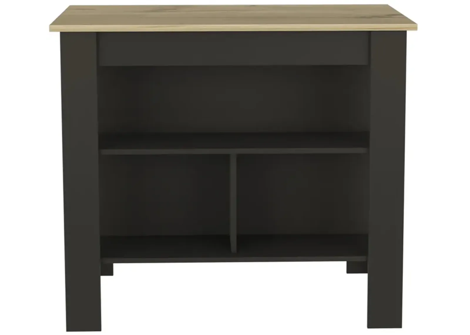 Rockaway 3-Shelf Kitchen Island Black Wengue And Light Oak