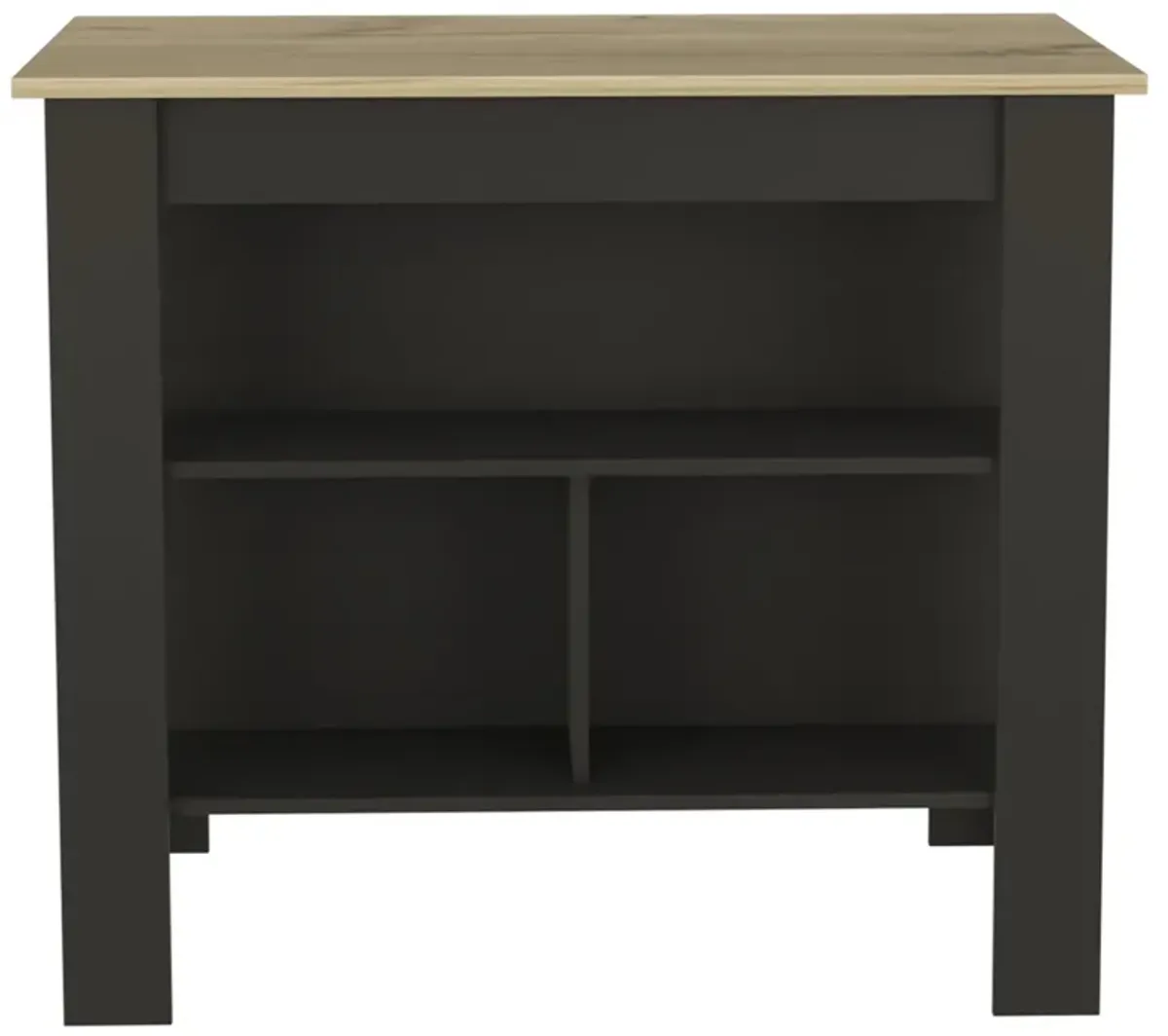 Rockaway 3-Shelf Kitchen Island Black Wengue And Light Oak