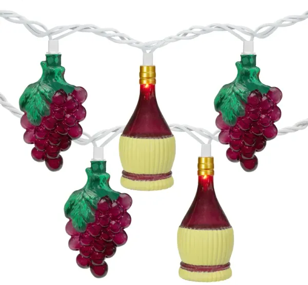 10-Count Grape and Wine Bottle Novelty String Christmas Light Set  7.5ft White Wire