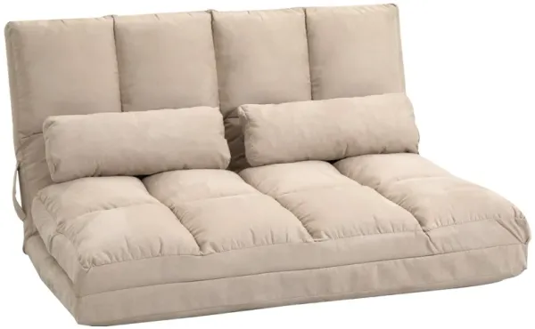 Beige Convertible Seating: Folding Sofa Bed with Metal Frame 40.25" L