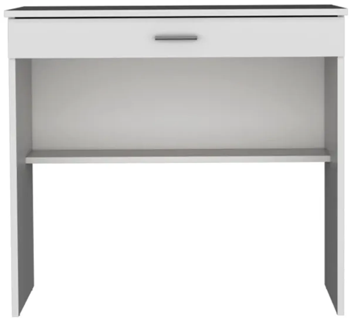 80 C Storage Desk, Compact Workstation with Drawer and Lower Shelf-White