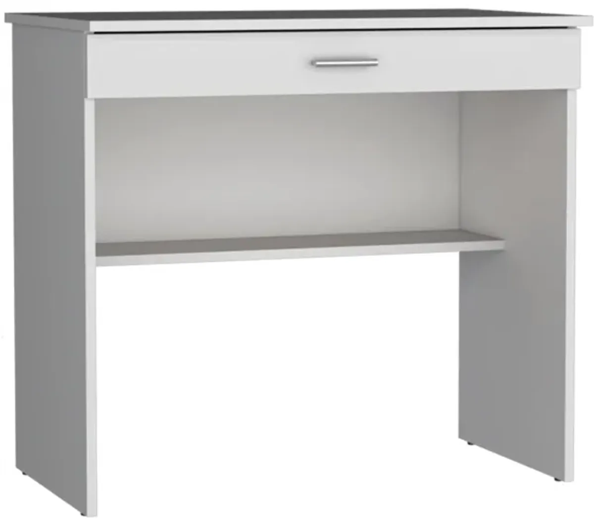 80 C Storage Desk, Compact Workstation with Drawer and Lower Shelf-White