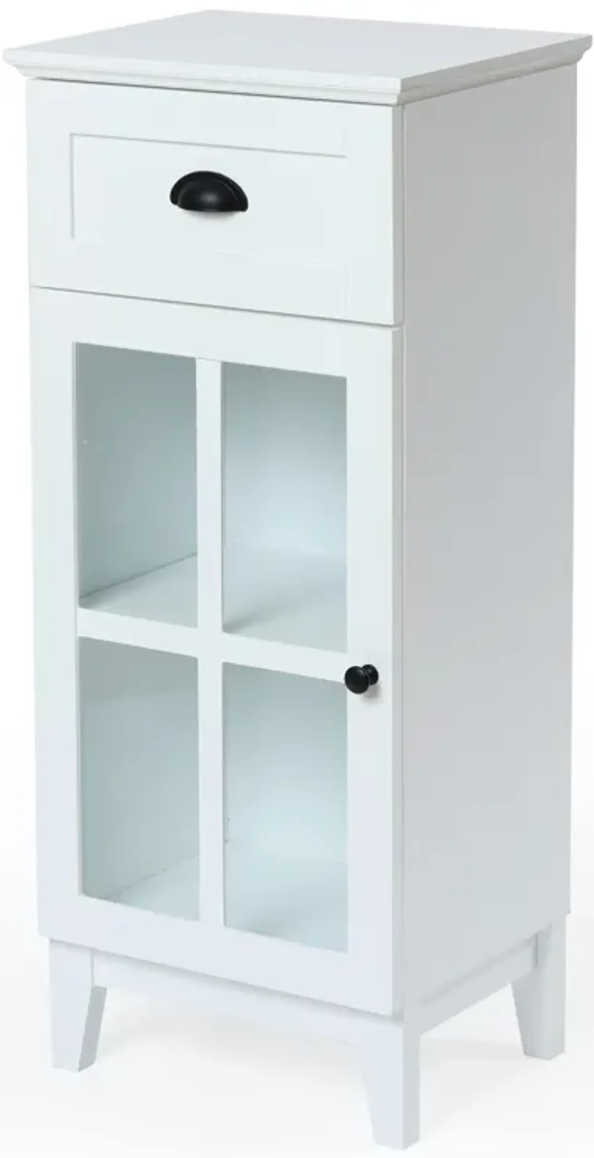 LuxenHome White MDF Wood Slim Bathroom Storage Cabinet and End Table