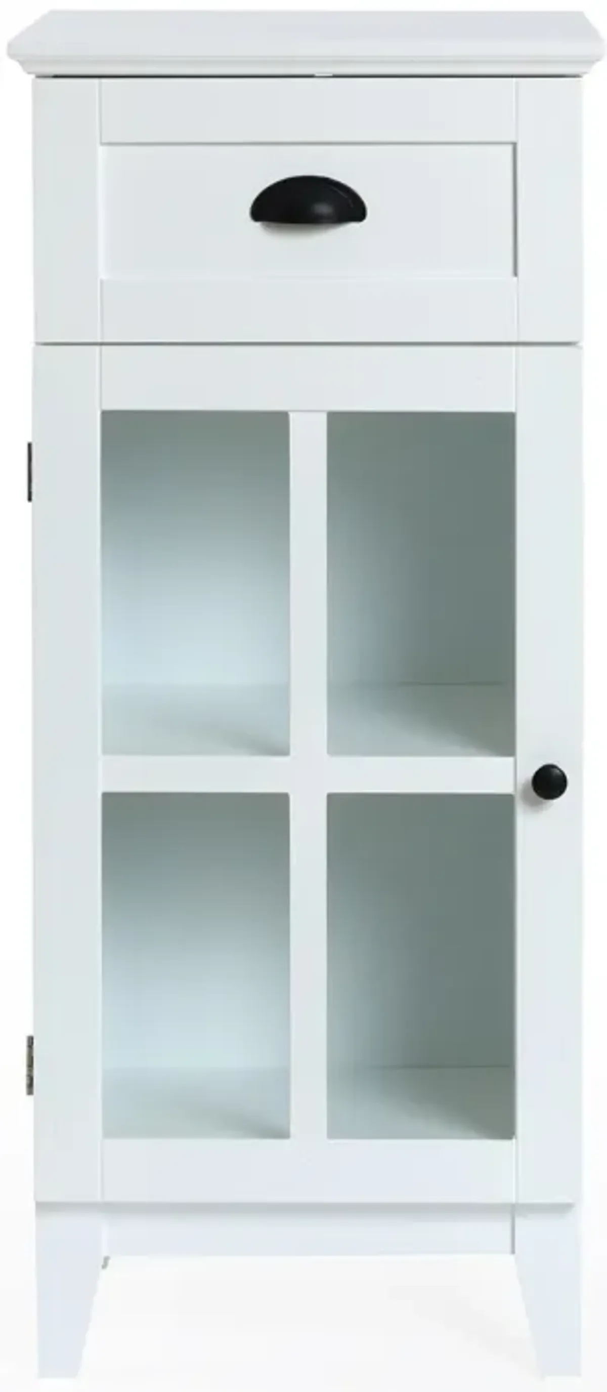 LuxenHome White MDF Wood Slim Bathroom Storage Cabinet and End Table