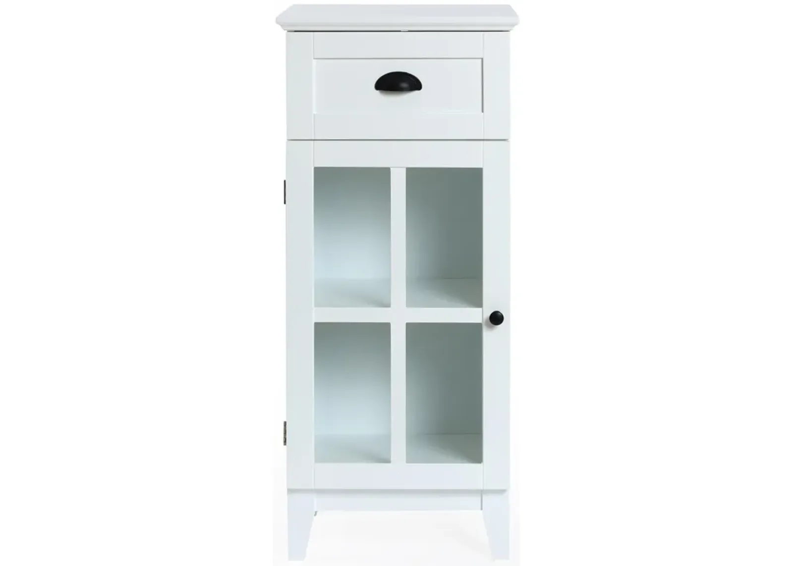 LuxenHome White MDF Wood Slim Bathroom Storage Cabinet and End Table