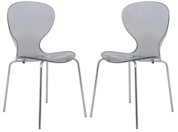 LeisureMod Modern Oyster Transparent Side Chair, Set of 2
