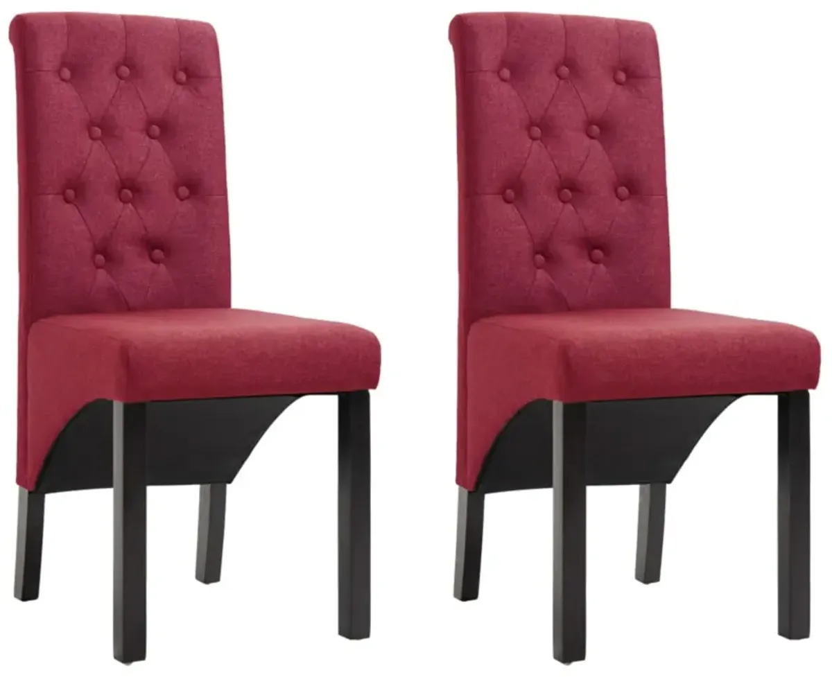 vidaXL Dining Chairs 2 pcs Wine Red Fabric