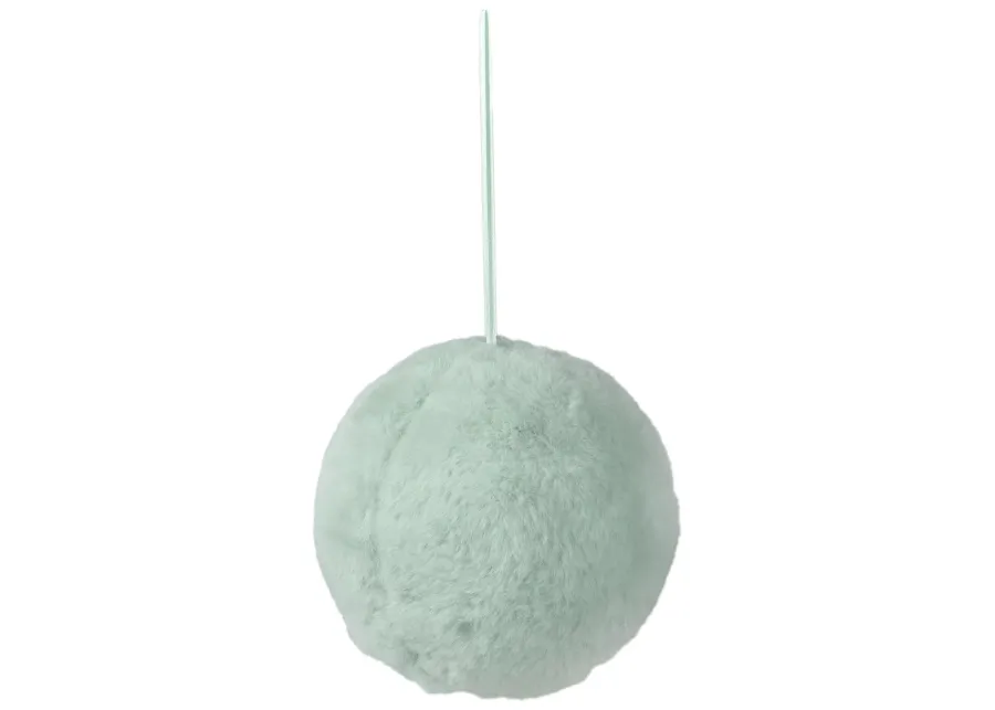 4" Light Green Faux Fur Plush Ball Christmas Ornament