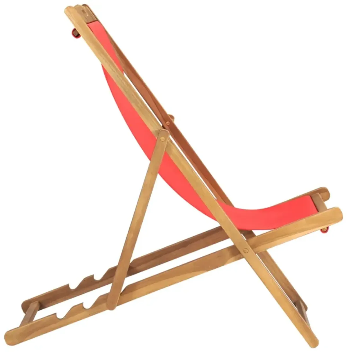 vidaXL Folding Beach Chair Solid Teak Wood Red