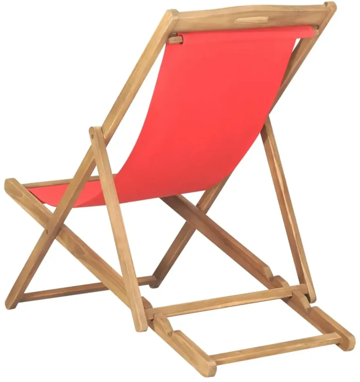 vidaXL Folding Beach Chair Solid Teak Wood Red