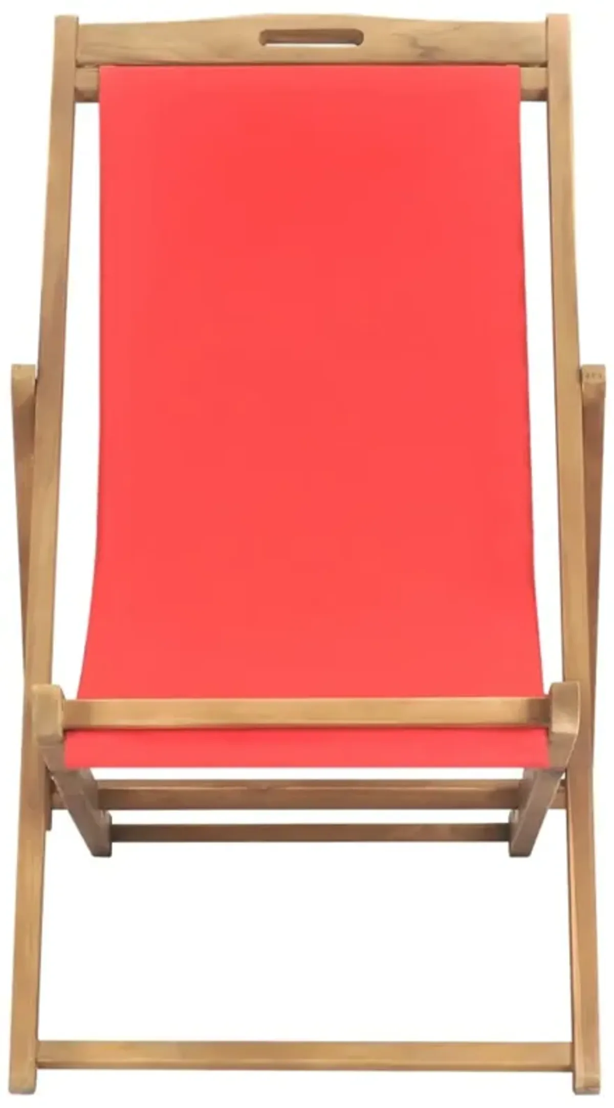 vidaXL Folding Beach Chair Solid Teak Wood Red