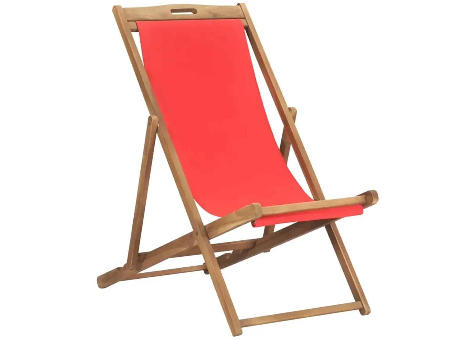 vidaXL Folding Beach Chair Solid Teak Wood Red