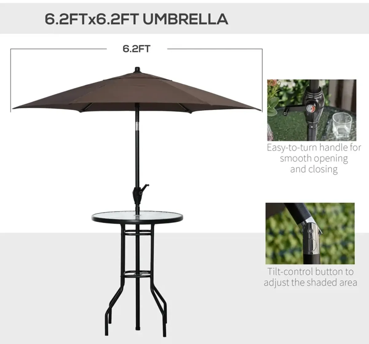 Cream Patio Set: 4-Piece Bar Set with Umbrella and Glass Table