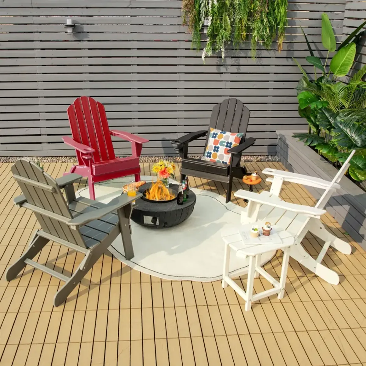 Foldable Weather Resistant Patio Chair with Built-in Cup Holder