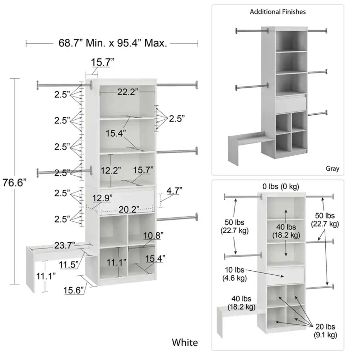 Grow with Me Adjustable Kids� Closet Organizer System