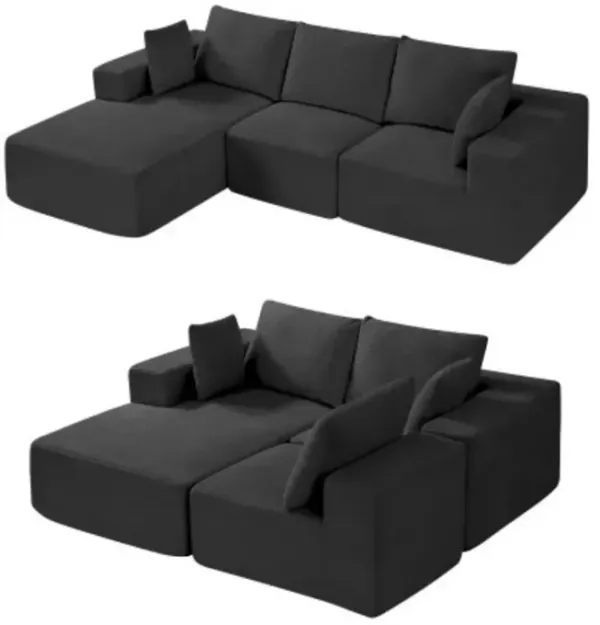 L-Shaped Modular Sectional Sofa – Cloud-Inspired Couch with Chaise and Removable Cushions, Cozy Seating for Living Room or Home