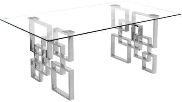 Best Quality Furniture Clear Glass Coffee Table with Silver Stainless Steel legs