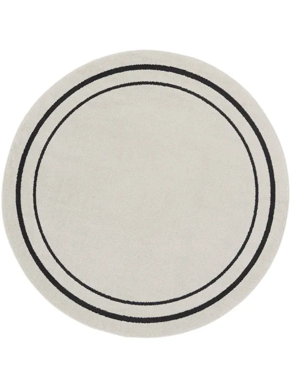 Nourison Essentials NRE02 Ivory/Black 4' x Round Rug