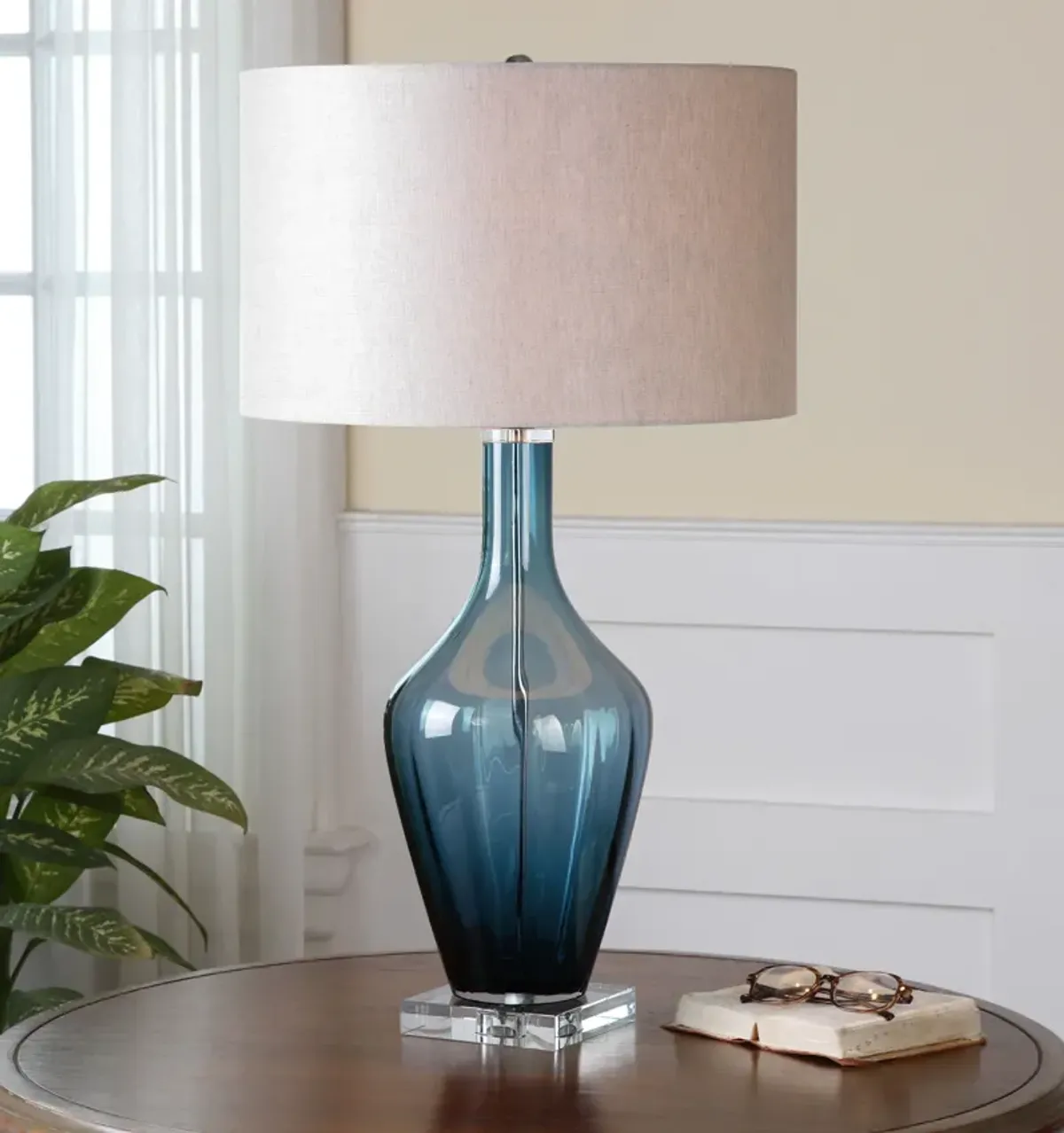 Uttermost Hagano Blue Glass Table Lamp