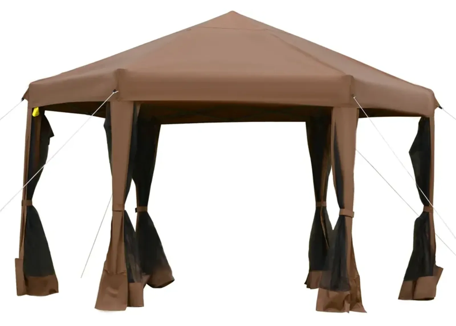 Brown Event Tent: 13x13 Hexagonal Pop Up Canopy with Adjustable Height