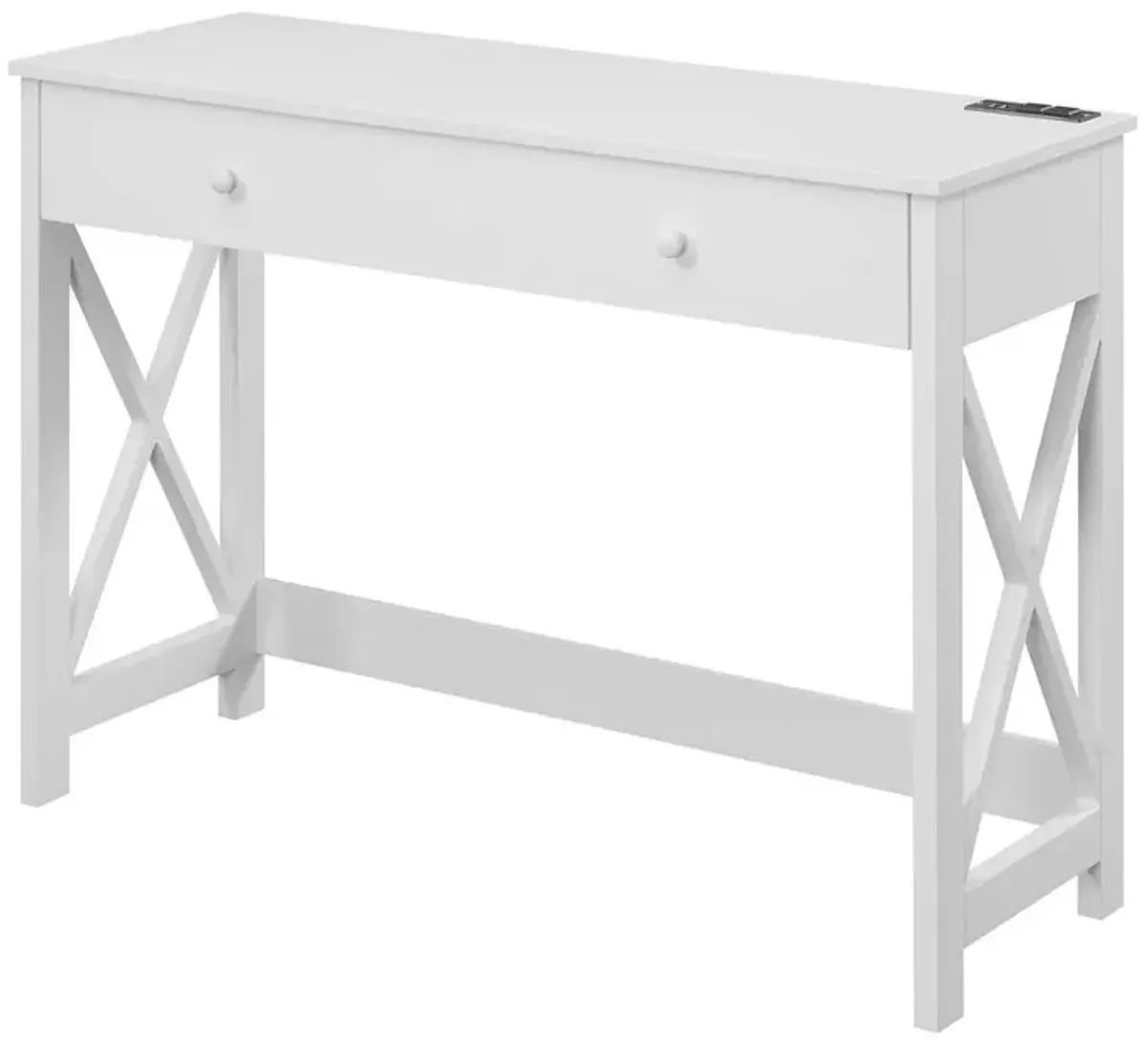 Convenience Concepts Oxford 42 inch Desk with Charging Station White