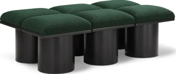 Meridian Furniture Pavilion Green Boucle Fabric Bench