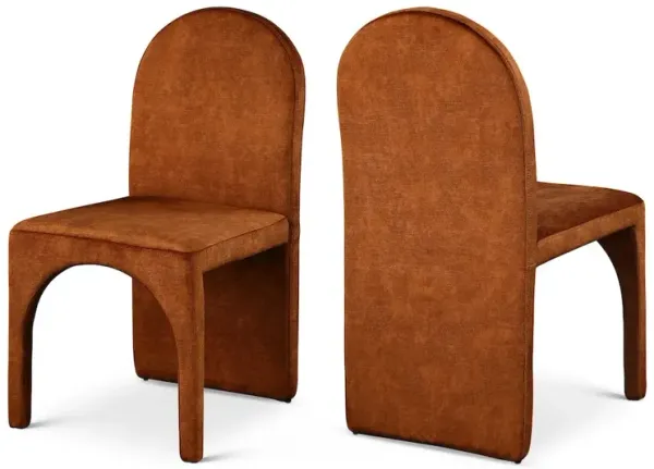 Meridian Furniture Summer Cognac Velvet Dining Side Chair, Set of 2