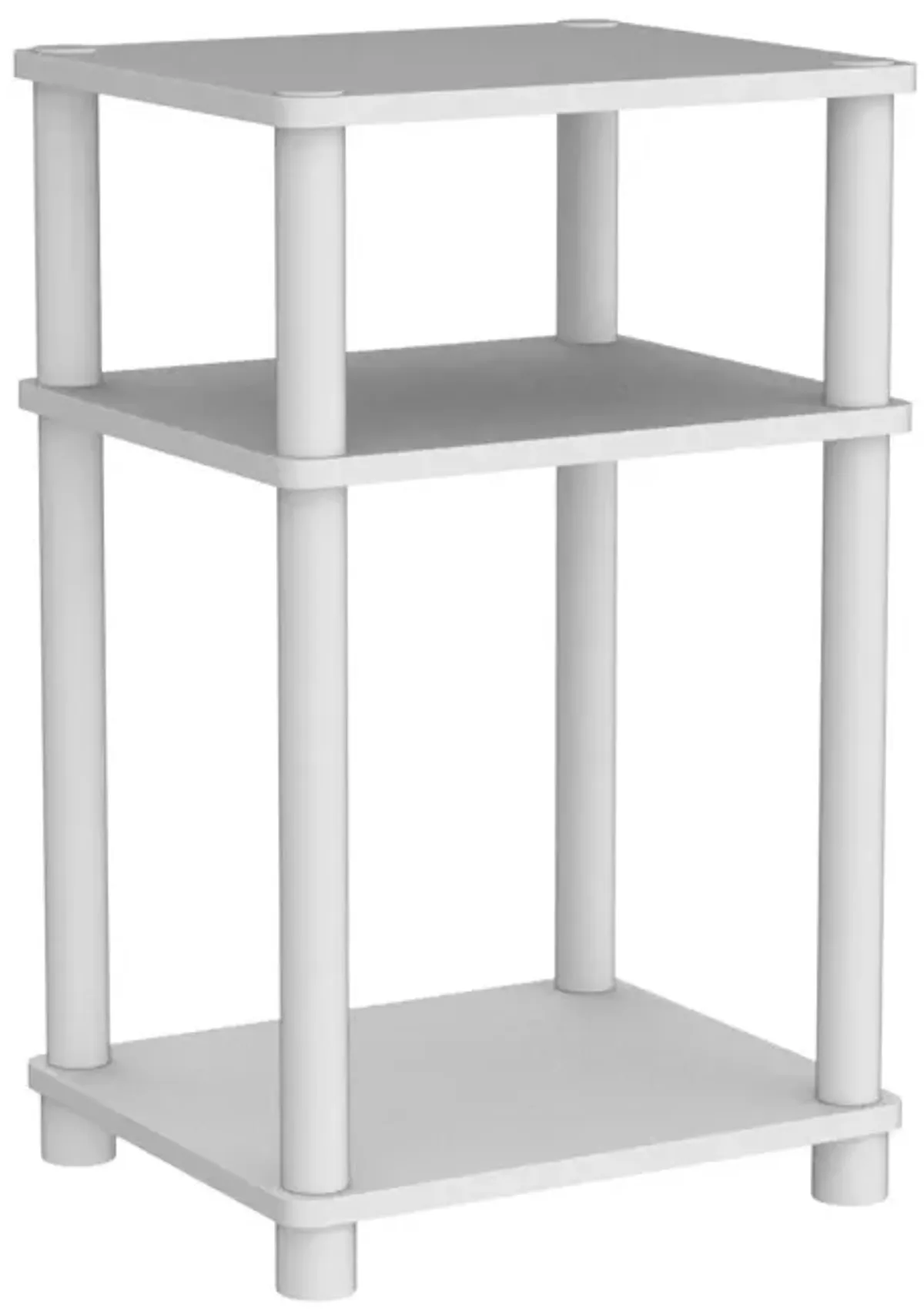 FurinnoFurinno Just 3-Tier Turn-N-Tube End Table / Side Table / Night Stand / Bedside Table with Plastic Poles, 2-Pack, White/White