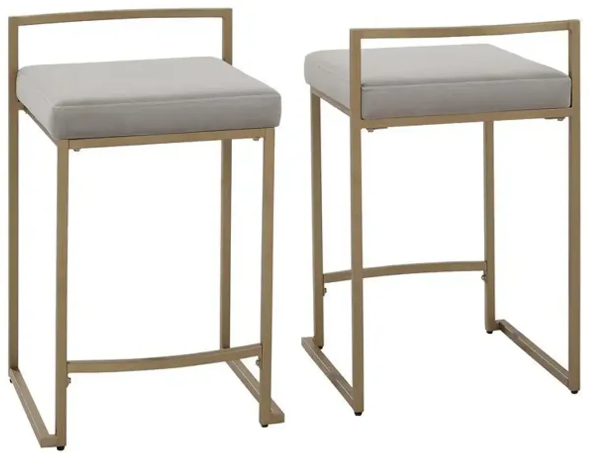 Harlowe 2Pc Counter Stool Set Gray/ Gold - 2 Stools