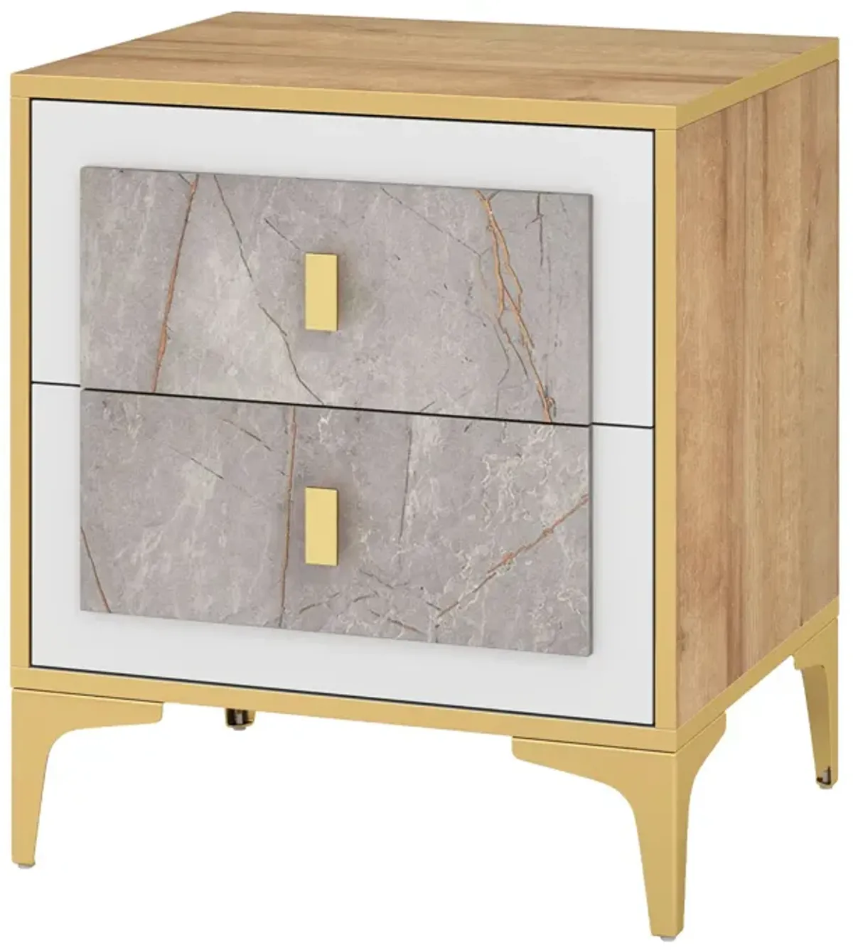 Sleek Nightstand with 2 Pull-Out Drawers for Convenient Storage