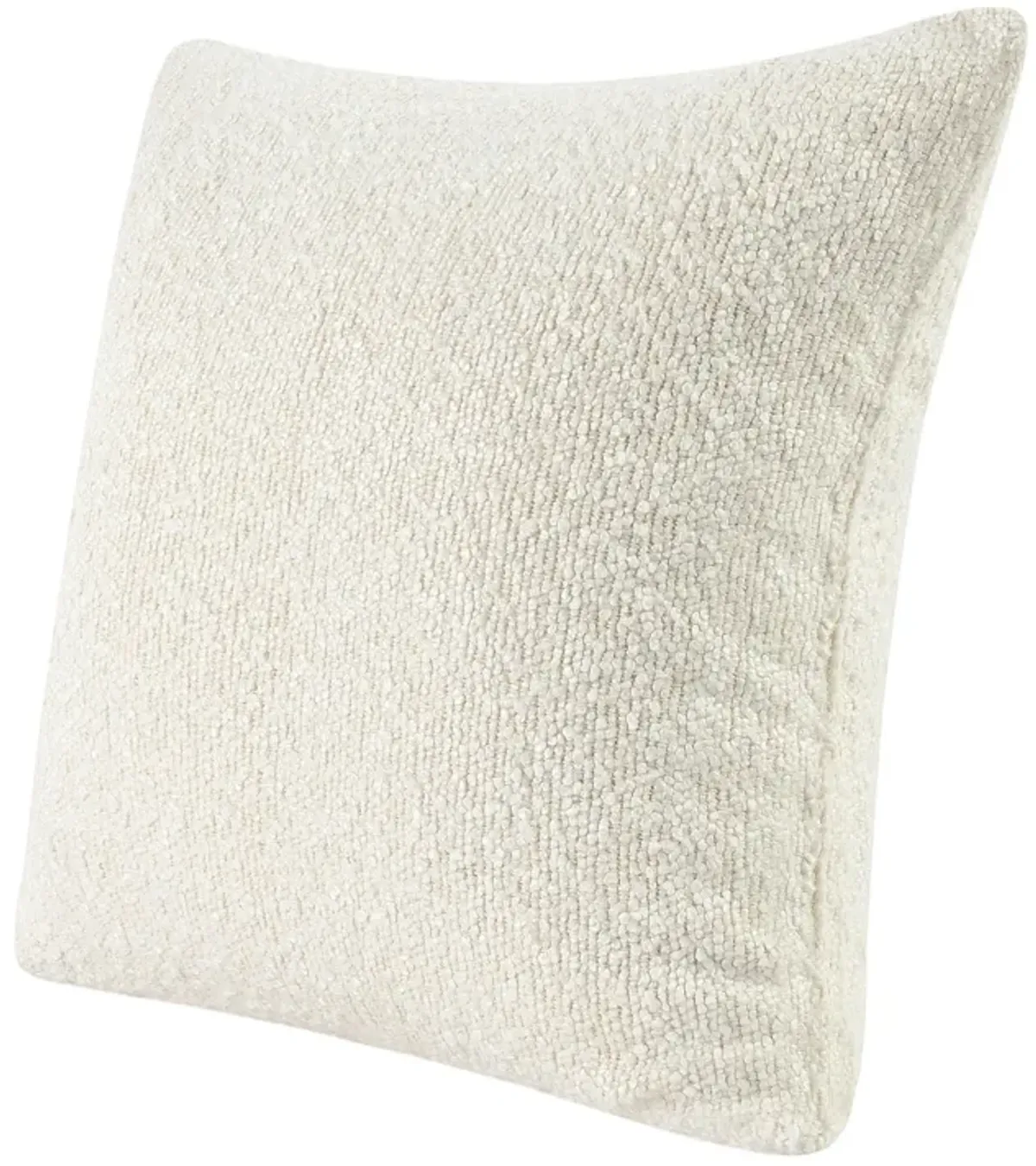 Sue Square Accent Throw Pillow, 22 Inch Ivory Cotton Blend Textured - Benzara
