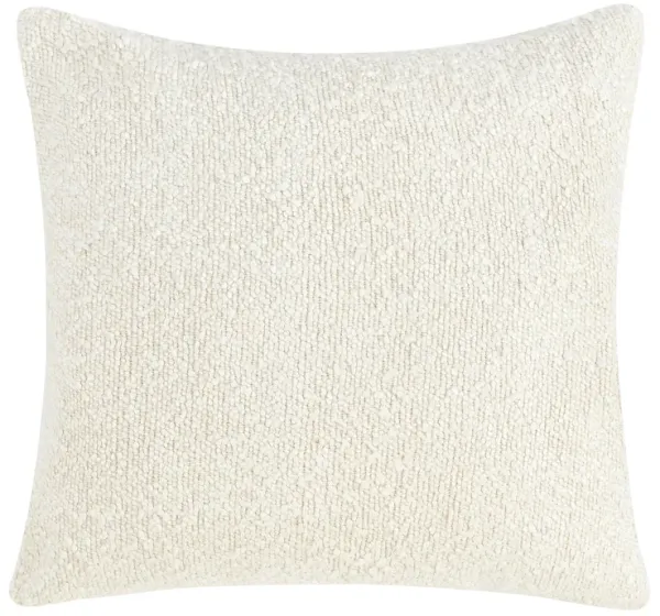 Sue Square Accent Throw Pillow, 22 Inch Ivory Cotton Blend Textured - Benzara