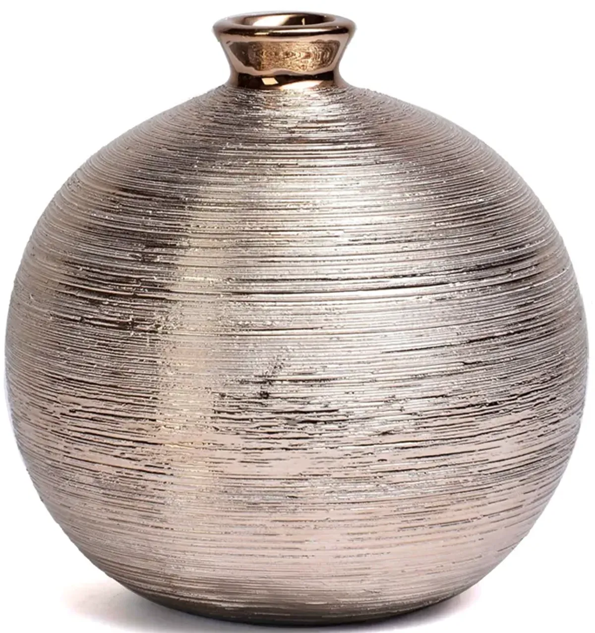 7" Shinny Bronze Unique Round Span Floral Vase