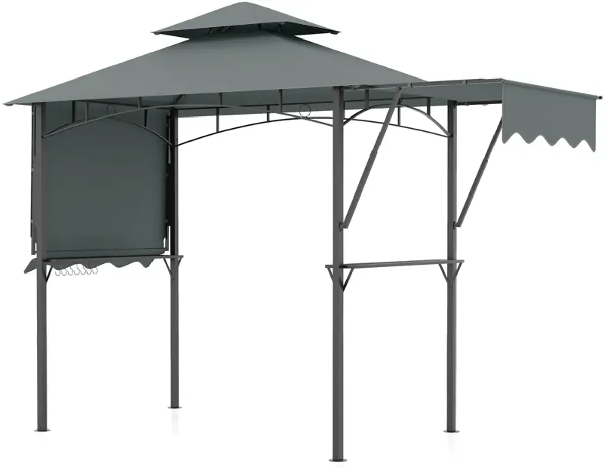 Gazebo with Dual Side Awnings, 2 Shelves, and Adjustable Shade for Outdoor Relaxation