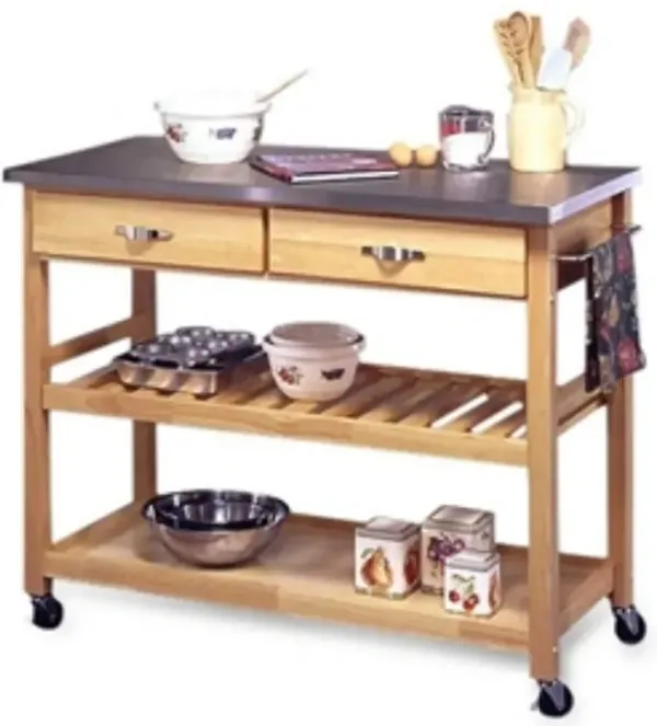Kitchen Cart Utility Table with Locking Wheels for Secure and Mobile Kitchen Storage and Prep