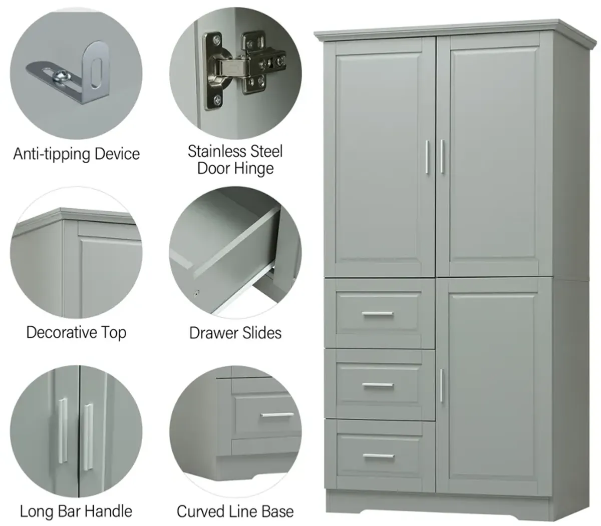 Merax Modern Storage Cabinet with Doors for Bathroom