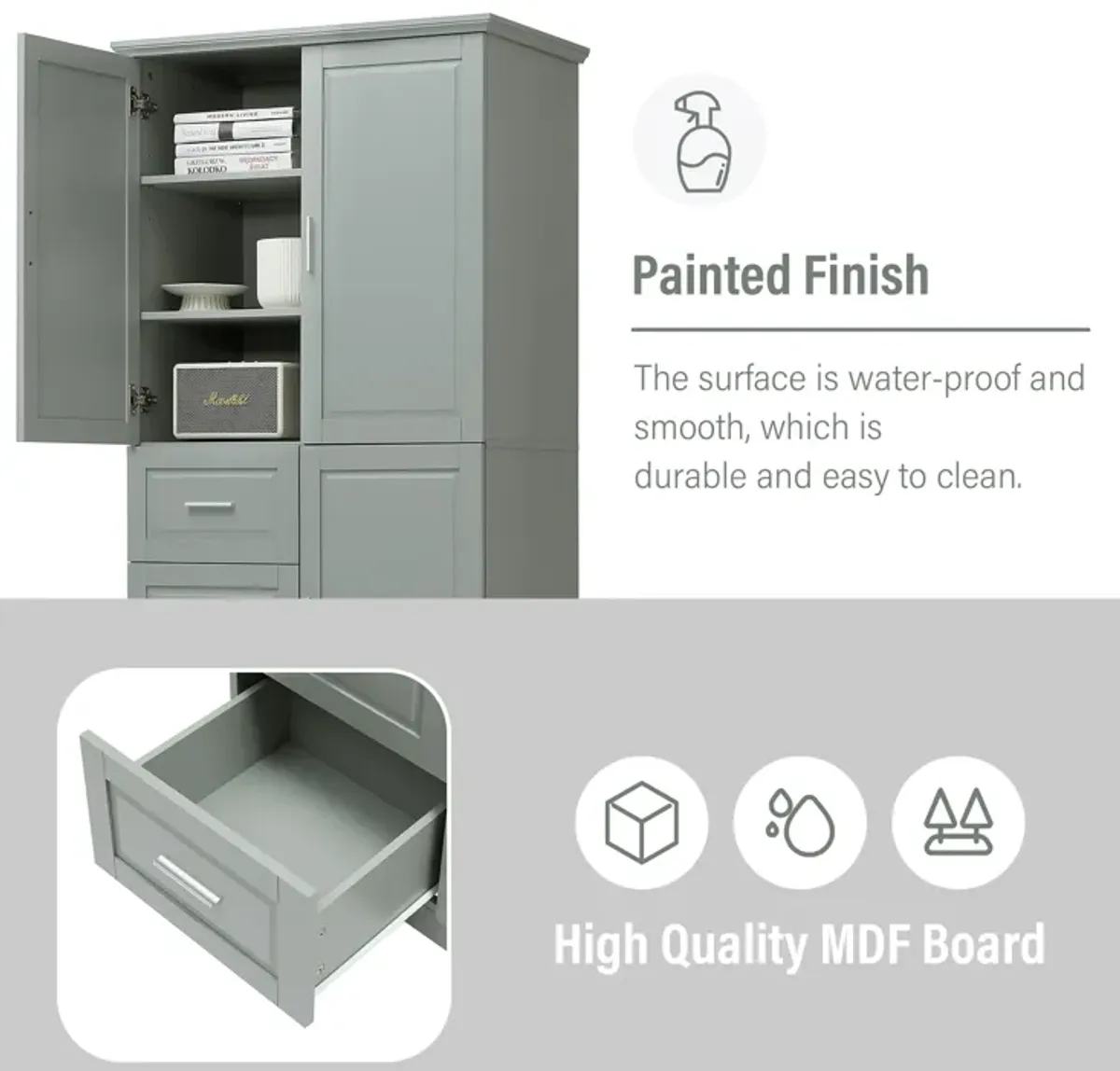 Merax Modern Storage Cabinet with Doors for Bathroom