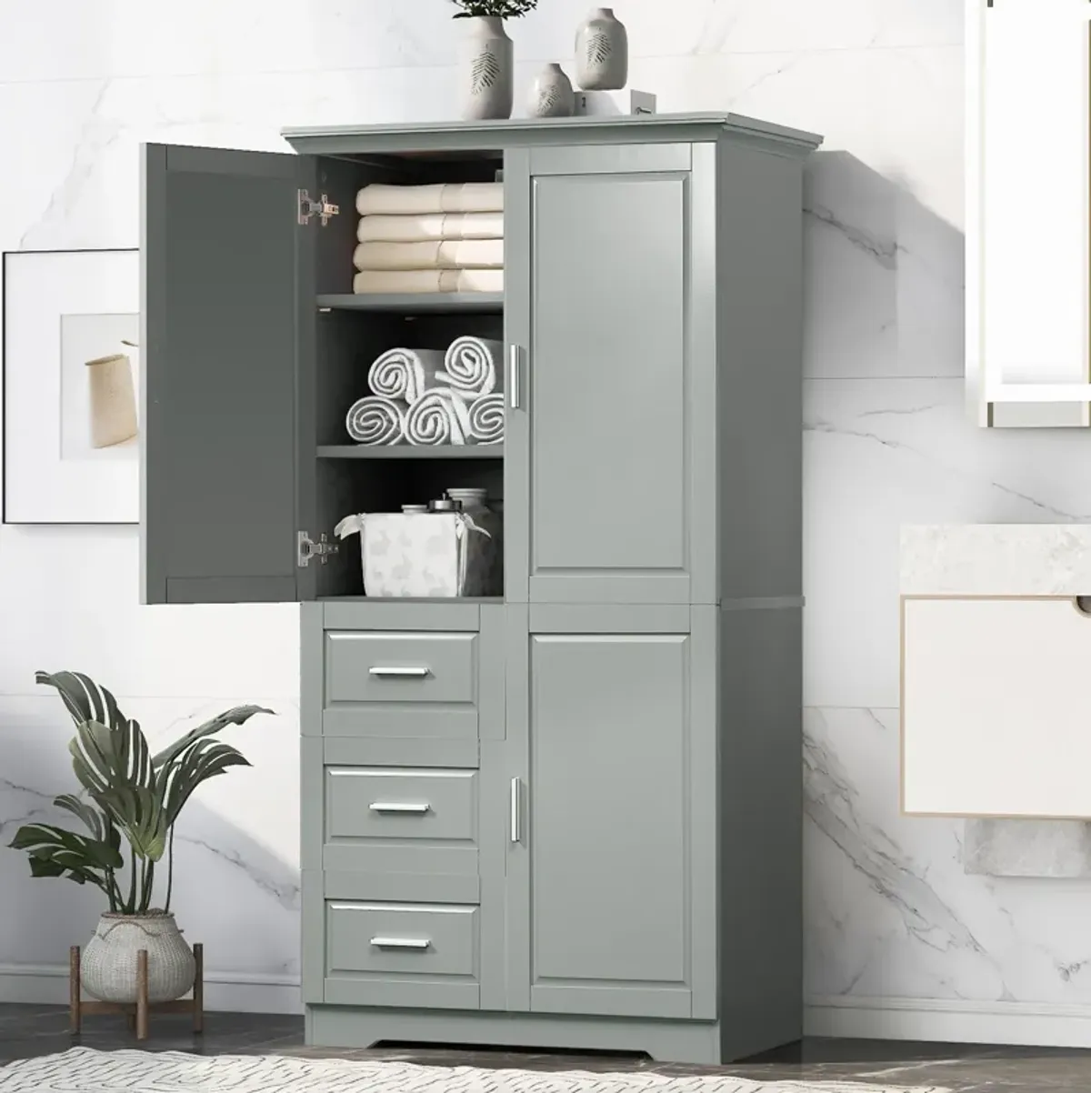 Merax Modern Storage Cabinet with Doors for Bathroom