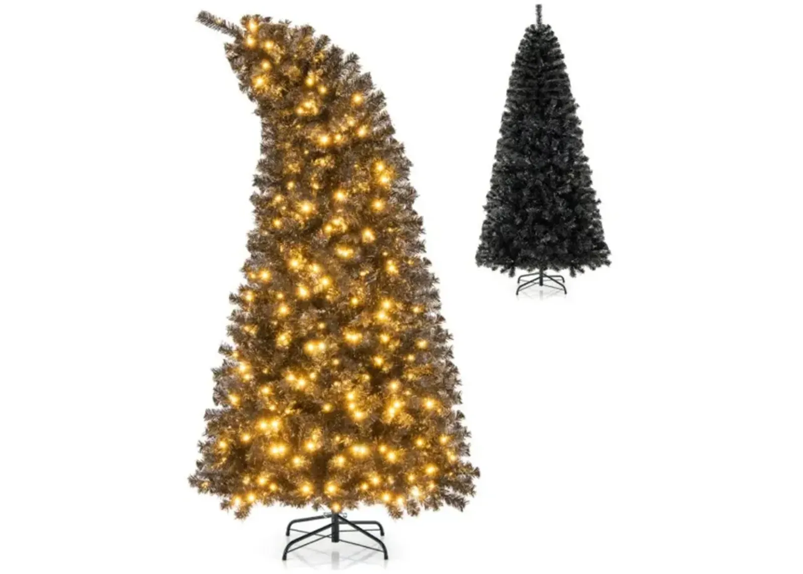 Artificial Christmas Tree with Bendable Top Section and Warm Light