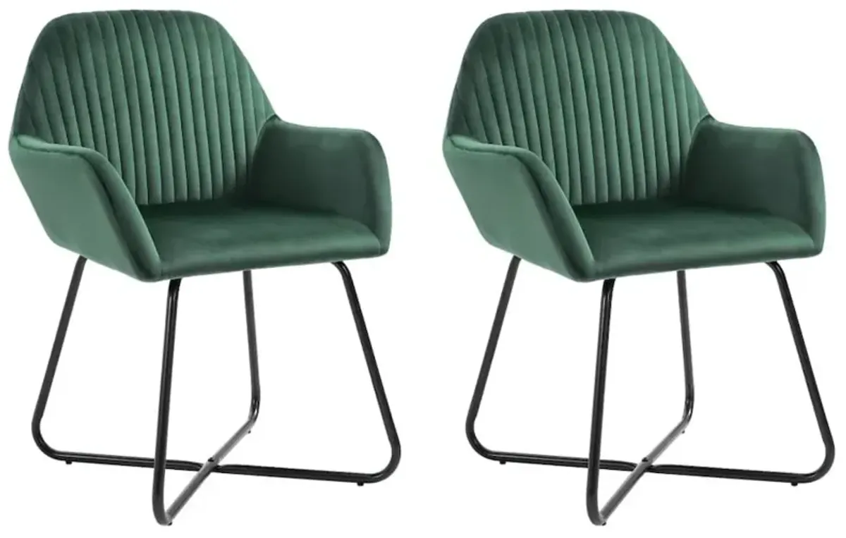 vidaXL Dining Chairs 2 pcs Green Velvet, 249803