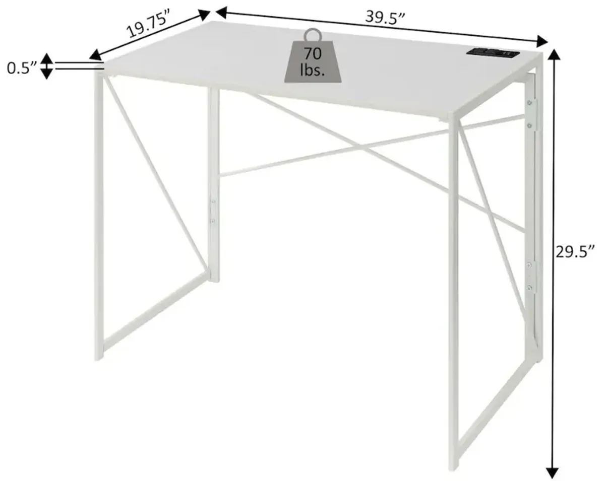 Convenience Concepts Xtra Folding Desk with 2 Outlets and 2 USB Ports