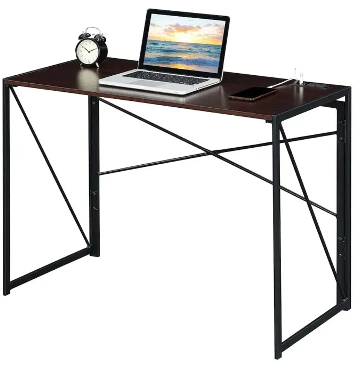 Convenience Concepts Xtra Folding Desk with 2 Outlets and 2 USB Ports