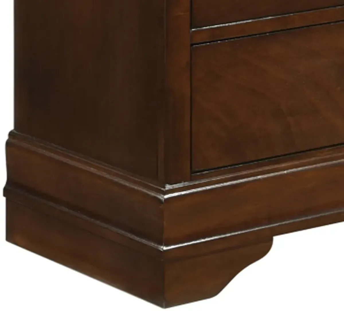 5 Drawer Wooden Chest with Metal Hardware, Cherry Brown - Benzara