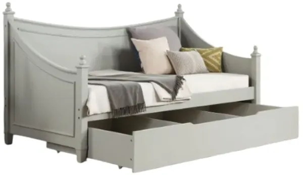 Kiki Twin Size Daybed, 4 Poster Design, Modern Light Gray Finish - Benzara