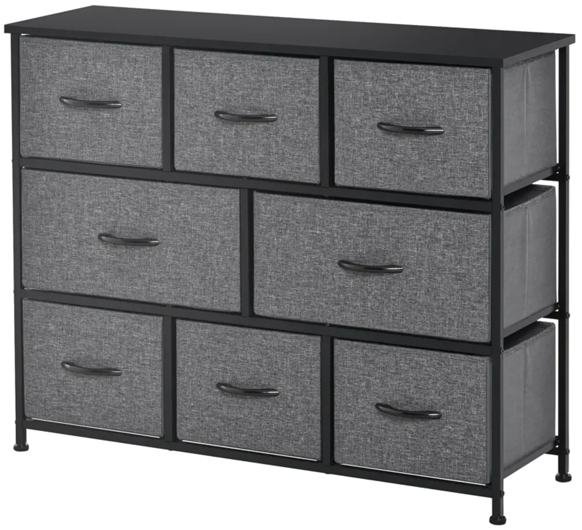 HOMCOM 8-Drawer Dresser, 3-Tier Fabric Chest of Drawers, Storage Tower Organizer Unit with Steel Frame for Bedroom, Hallway, Dark Grey