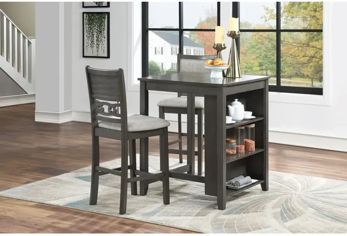 New Classic Furniture Furniture Gia Solid Wood Counter Table 2 Chairs in Gray