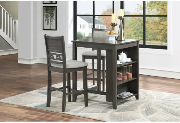 New Classic Furniture Furniture Gia Solid Wood Counter Table 2 Chairs in Gray