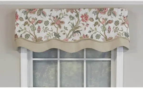 RLF Home Gianna Glory Valance Red. 3" Rod Pocket, Layered, Trimmed. 50"W X 16"L