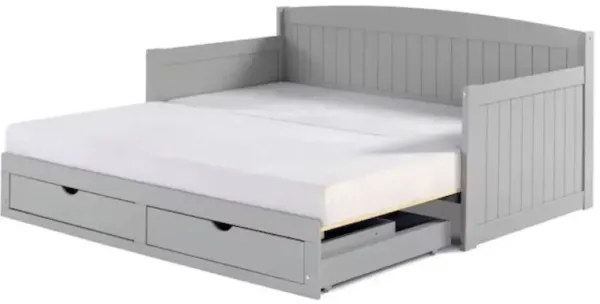 Furniture Harmony Gray Twin Wood Daybed, Modern Space-Saving Guest Bed Frame