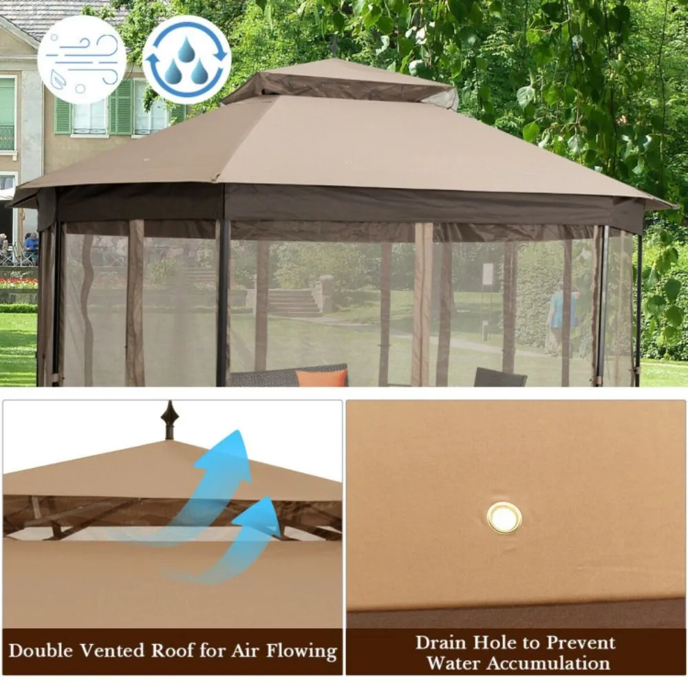 Octagonal Patio Gazebo with Mosquito Net